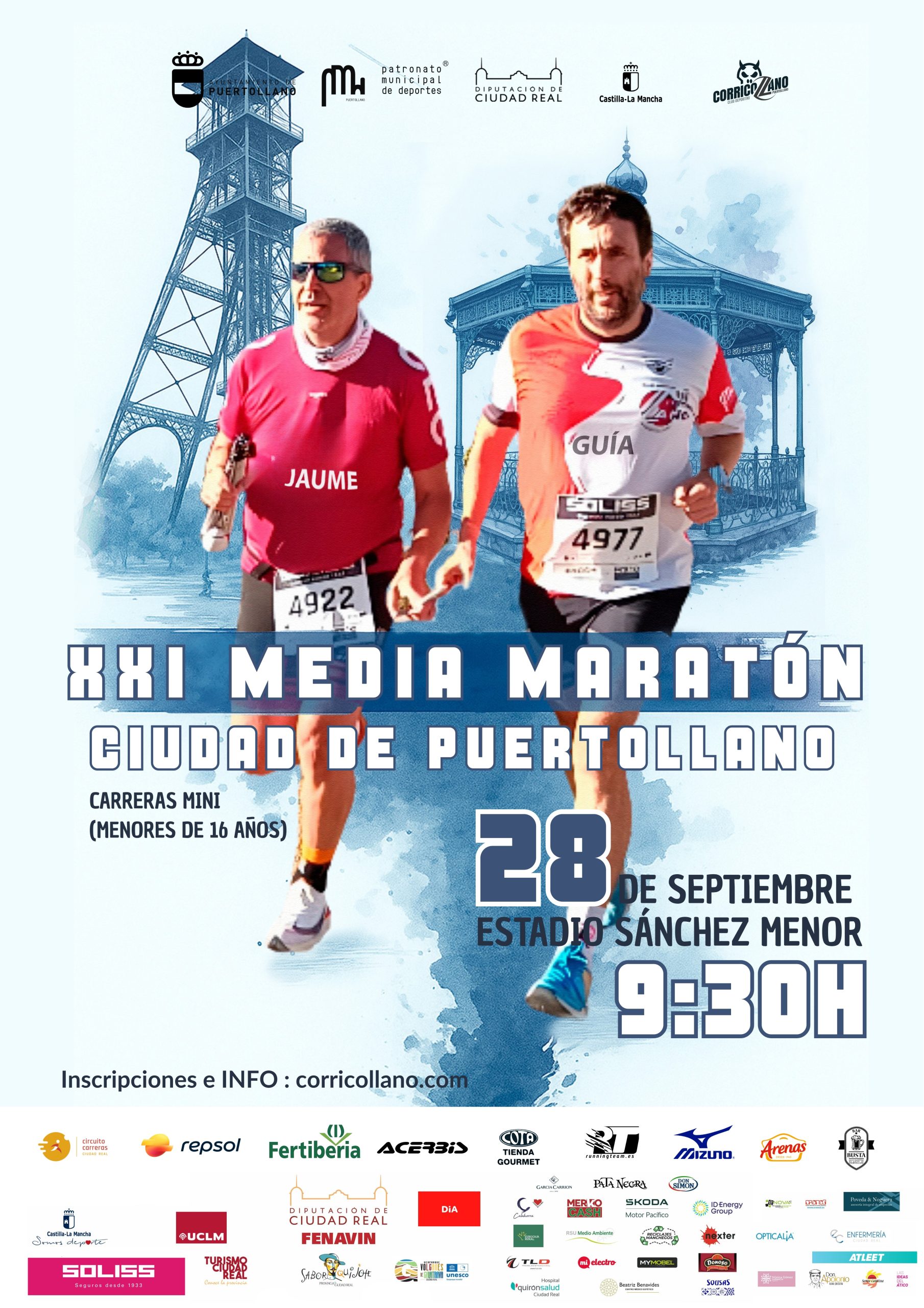 Cartel de la Media Maratón de Puertollano que organiza el club deportivo corricollano