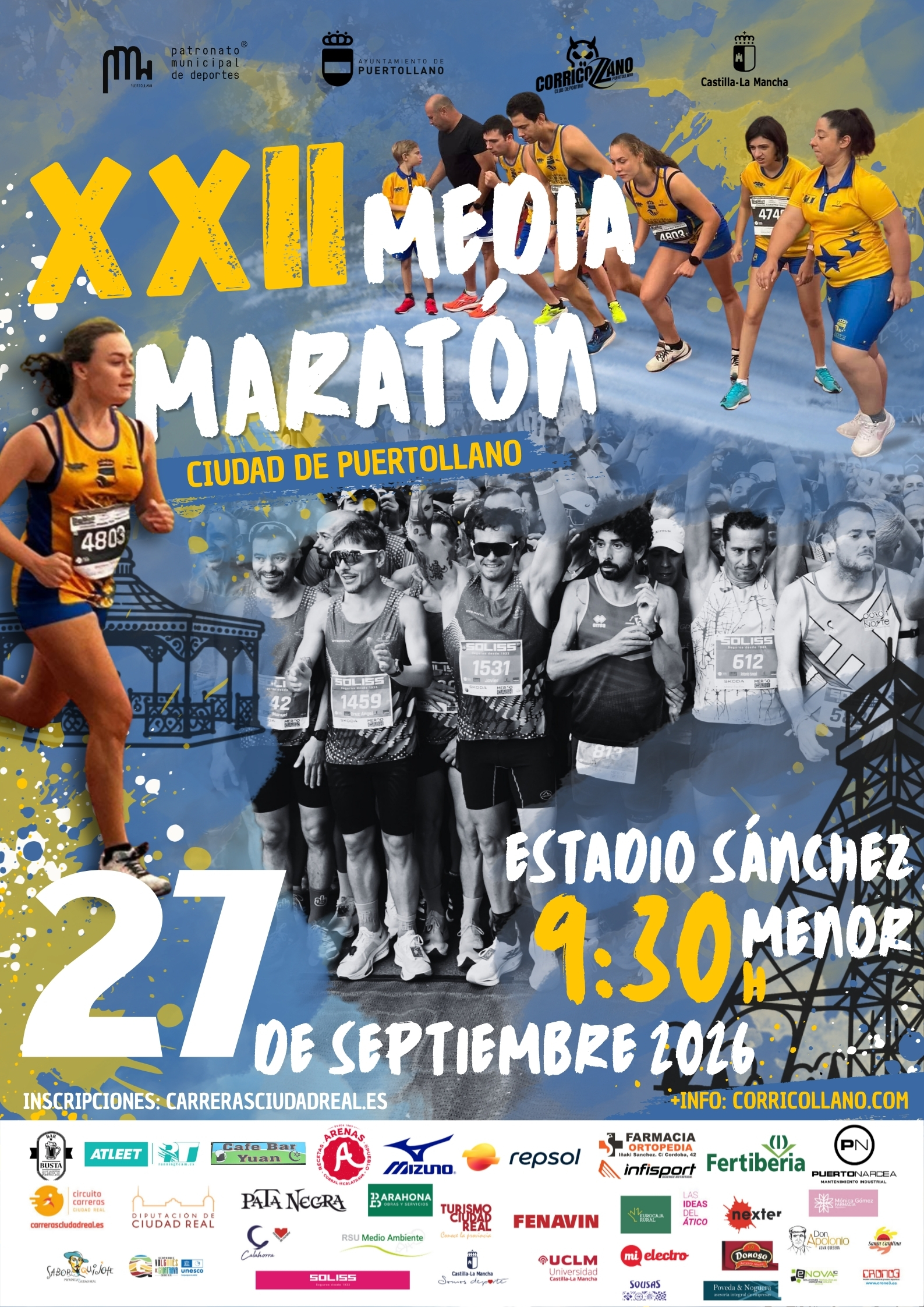 Cartel de la Media Maratón de Puertollano que organiza el club deportivo corricollano