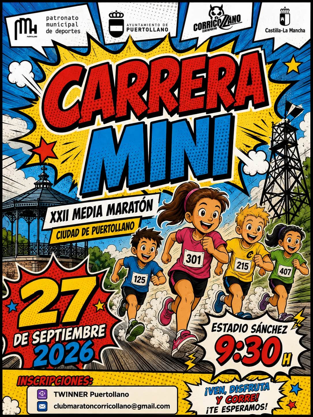 Cartel de la Media Maratón de Puertollano que organiza el club deportivo corricollano